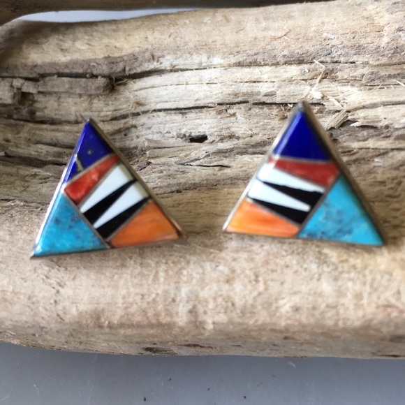 Jewelry - Vintage Native American Multi Toned Earrings